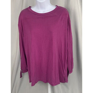 Women's Ann Taylor LOFT Fuchsia‎ Cotton Blend 3/4 sleeve top - M
